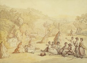 Rustende oogsters in een korenveld, ca. 1805-10 door Thomas Rowlandson