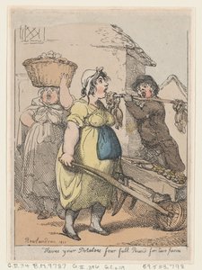 Hier zijn je aardappelen, vier volle ponden voor twee pence, 1811 door Thomas Rowlandson