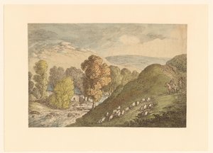 Heuvellandschap met schapen door Thomas Rowlandson