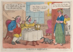 Een dienaar inhuren door Thomas Rowlandson
