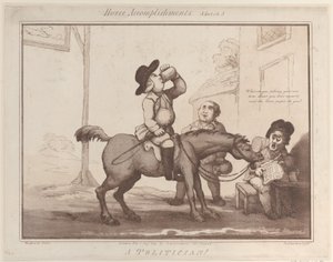 Paardenvaardigheden, schets 5: Een politicus, 1 augustus 1799 door Thomas Rowlandson