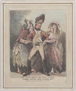 Hoe gelukkig zou ik kunnen zijn met de een, als de andere dierbare charmeur weg was, [1784] door Thomas Rowlandson