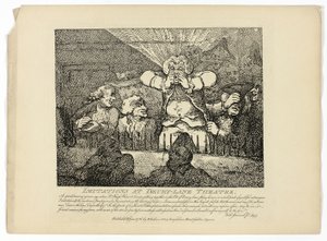 Imitaties en Drury-Lane Theatre, van Boswells Tour of the Hebrides door Thomas Rowlandson