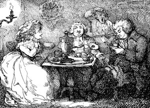 James Boswell, zijn vrouw en Dr. Johnson aan de thee in Edinburgh, 1773, 1786