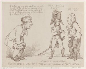 John Bull luistert naar de ruzies over staatszaken, 1 mei 1803 door Thomas Rowlandson