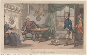 Johnny veilig terug bij zijn mama, uit The Military Adventures of Johnny Newcome, 1815 door Thomas Rowlandson