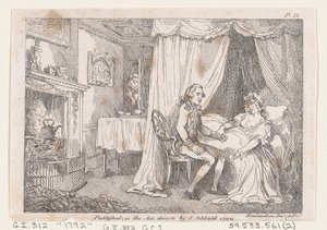 Lady Booby probeert de onberispelijke Joseph te verleiden, uit The Adventures of Joseph Andrew..., 1792 door Thomas Rowlandson