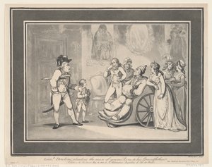 Luitenant Bowling die de Zaak van Jonge Rory Pleit bij zijn Grootvader door Thomas Rowlandson