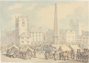 Marktdag in Richmond in Yorkshire door Thomas Rowlandson
