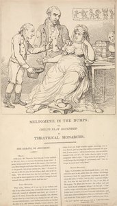 Melpomene in de put; of: Kinderspel verdedigd door theaterkoningen door Thomas Rowlandson