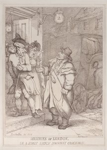 De ellende van Londen, of een norse, brutale koetsier uit Hackney door Thomas Rowlandson