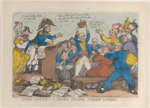 Schijnveiling of Boney verkoopt gestolen goederen, 25 december 1813 door Thomas Rowlandson