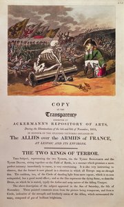 Napoleon en de dood zitten samen op het slagveld bij Leipzig