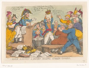 Napoleon verkoopt gestolen goed, 1813 door Thomas Rowlandson