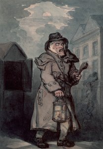 Nachtwaker, laat 18e eeuw door Thomas Rowlandson