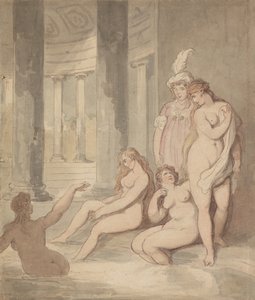 Nimfen in een Romeins badhuis door Thomas Rowlandson