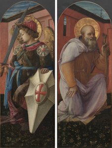 Paar Panelen van een Drieluik: De Aartsengel Michaël en St. Antonius Abt