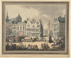 Place de Meir in Antwerpen door Thomas Rowlandson
