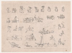 Plaat 2, Contouren van figuren, landschappen en vee...voor het gebruik van leerlingen, 1 juni 1790 door Thomas Rowlandson