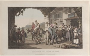 Pleziertjes van een Poste Aux Ânes, uit Journal of Sentimental Travels in the Southern Provin... door Thomas Rowlandson