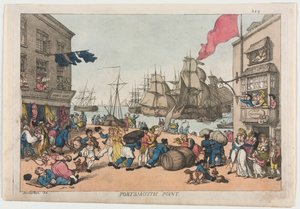 Portsmouth Point, 1814 door Thomas Rowlandson