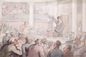 Professor F. Accum geeft een lezing aan het Surrey Institute, Londen, 1809 door Thomas Rowlandson