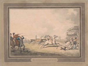 Racen [set van zes]:  5. Van de baan afrijden door Thomas Rowlandson