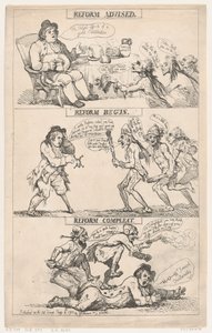 Hervorming aanbevolen, hervorming gestart, hervorming voltooid door Thomas Rowlandson