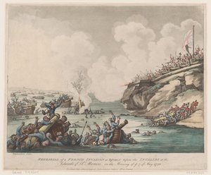 Repetitie van een Franse invasie uitgevoerd voor de invaliden op de eilanden van ..., 18 mei 1798 door Thomas Rowlandson