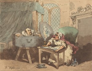 Opstanding, of De geschrokken verpleegster, 1784 door Thomas Rowlandson