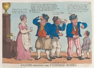 Zeelieden die het Tunbridge-water drinken