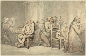 Scène in een Franse kerk door Thomas Rowlandson