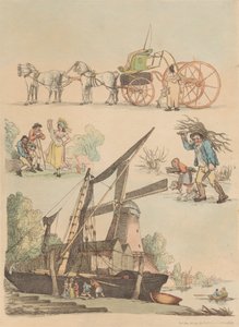 Set van zestien: Contouren van figuren en landschappen door Thomas Rowlandson