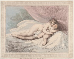 Slapende Venus die een kind knuffelt, 1 januari 1799 door Thomas Rowlandson