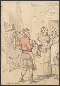 Straatbeeld: Verkopers van borstels door Thomas Rowlandson