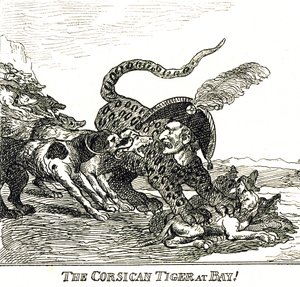 De Gebaarde Corsicaanse Tijger (Napoleon Bonaparte), karikatuur 1808