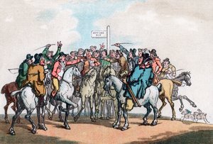 De Wedpost, Humours of Fox Hunting, 1799 door Thomas Rowlandson