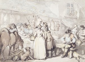 De Slagerskraam, Leadenhall Market door Thomas Rowlandson