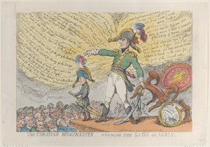 De Corsicaanse Munchausen - Humming the Lads of Paris, 4 december 1813. door Thomas Rowlandson