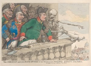 De Corsicaan en Zijn Bloedhonden bij het Raam van de Thuilleries Kijken Over P... door Thomas Rowlandson