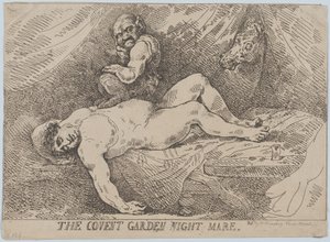 De Covent Garden Nachtmerrie, 20 april 1784 door Thomas Rowlandson