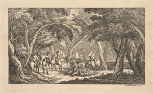 De dood - Vossenjacht - Een landschapsscène door Thomas Rowlandson