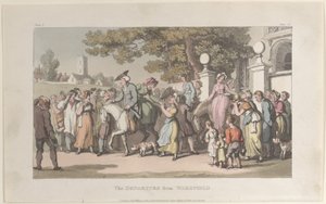 Het vertrek uit Wakefield, uit De dominee van Wakefield, 1 mei 1817 door Thomas Rowlandson