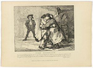 De omhelzing, uit Boswells Tour of the Hebrides door Thomas Rowlandson