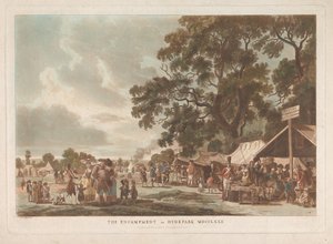 Het kampement in Hyde Park door Thomas Rowlandson