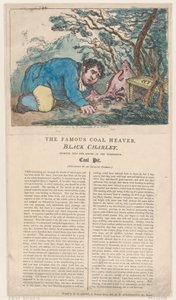 De Beroemde Kolendrager Zwarte Charley Kijkt in de Mond van de Wonderbaarlijke..., 25 februari 1805 door Thomas Rowlandson