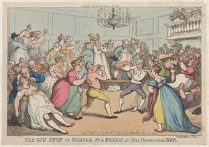 De Gig Shop of een briesje maken bij Nell Hamiltons Hop door Thomas Rowlandson