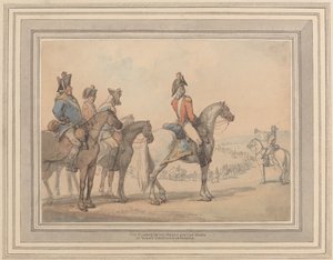 De wacht op mars voor de campagne van de hertog van York in Frankrijk door Thomas Rowlandson