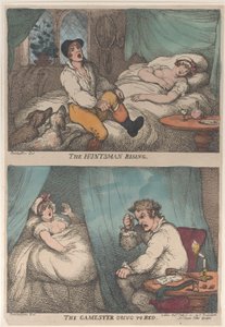 De Jager Staat Op, De Speler Gaat Naar Bed, [31 juli 1809], heruitgegeven 1811 door Thomas Rowlandson
