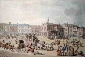 De Markt, Kingston-upon-Thames door Thomas Rowlandson